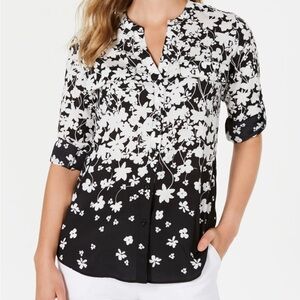 SALE: 3/$25 - Calvin Klein Black and White Floral Blouse